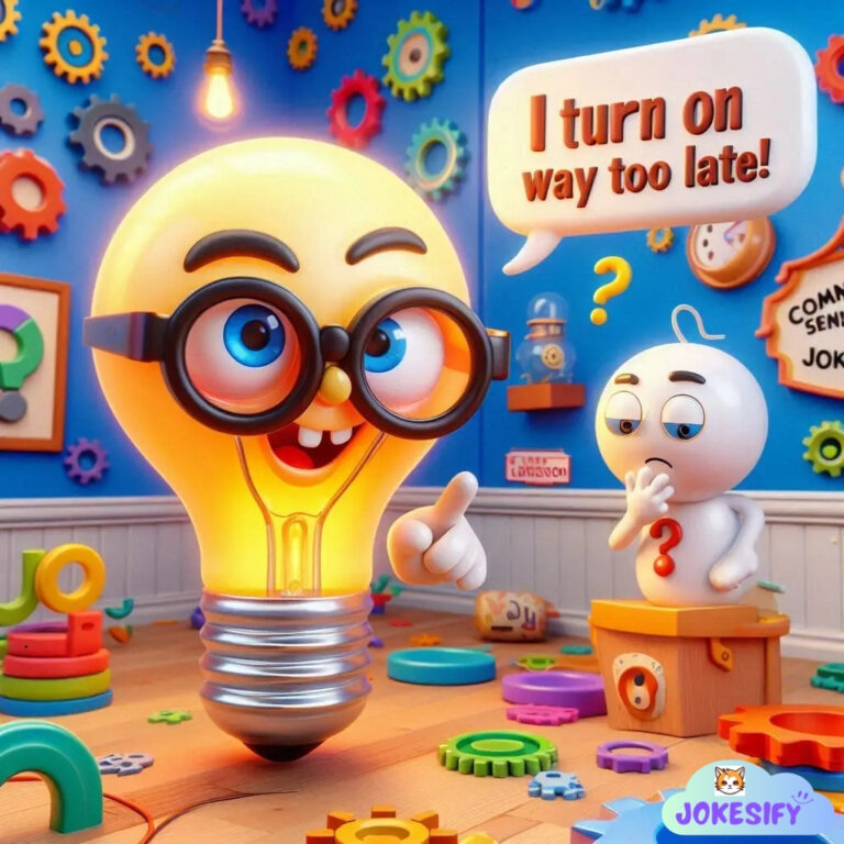 Light bulb with glasses and a surprised ghost character, discussing timing.
