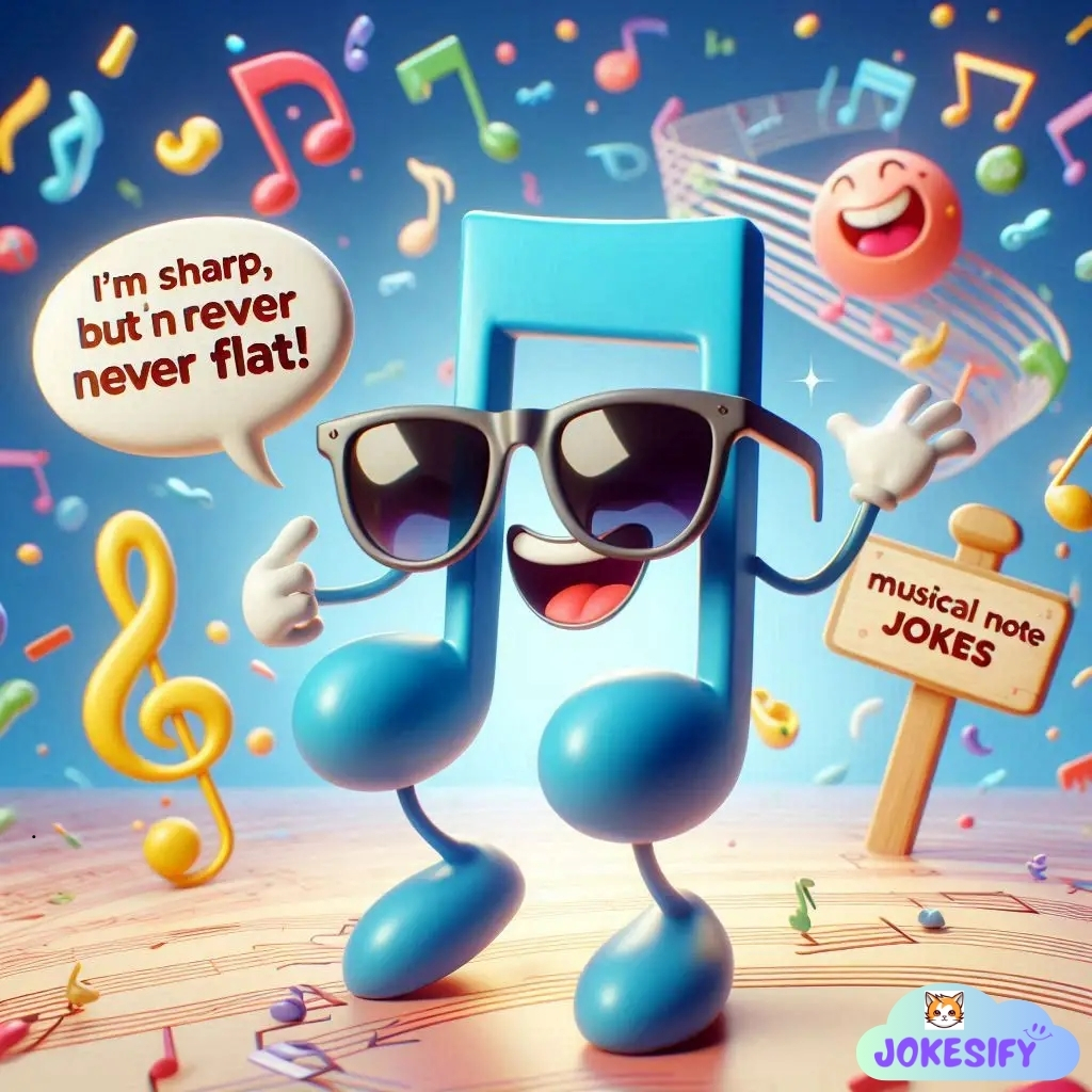 A musical note wearing sunglasses, grinning and striking a pose.