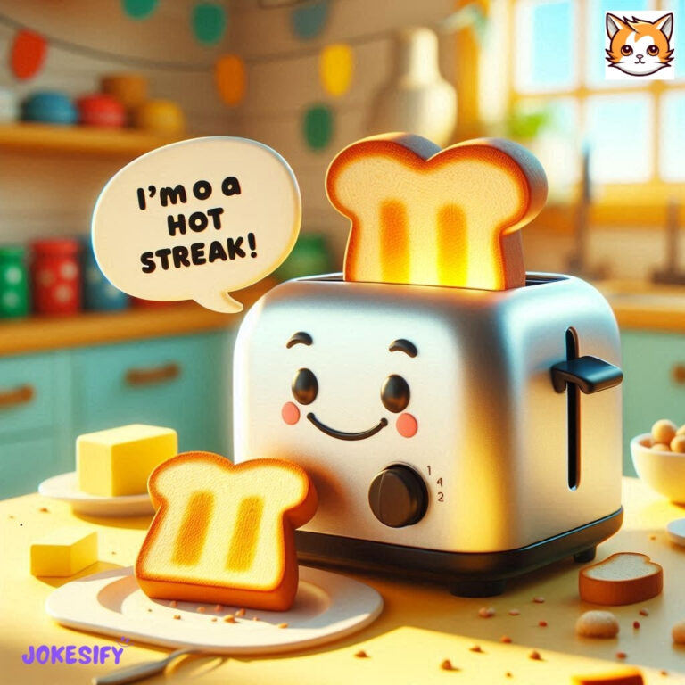Toaster with smiling face popping out bread, saying 'I’m a hot streak!'
