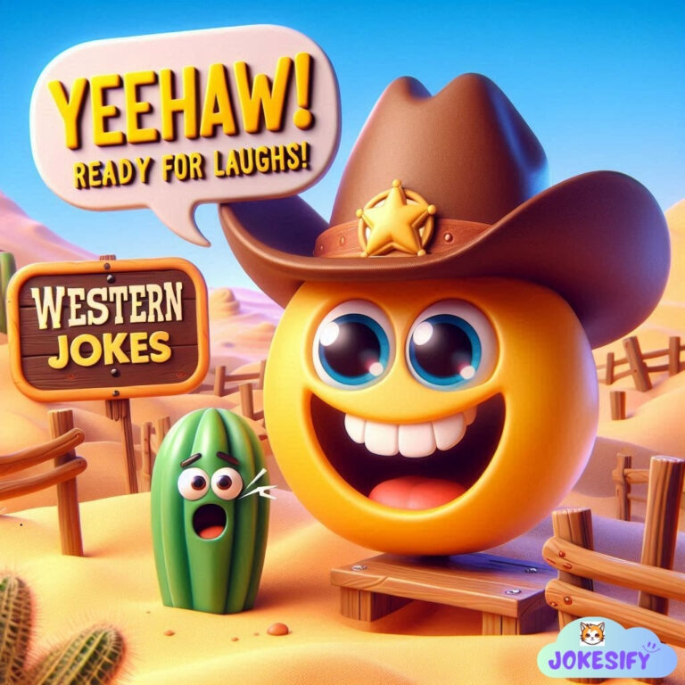 Smiling emoji wearing a cowboy hat with a cactus looking shocked in a desert scene.